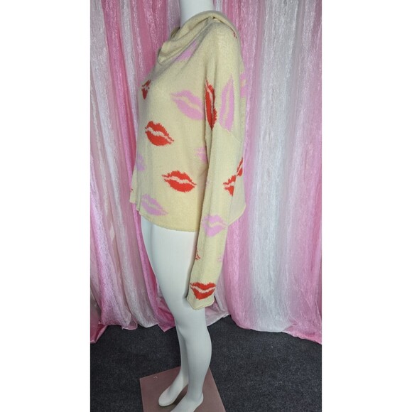 WildFox White Label Lips Wool Hoodie Cropped Sweater Size Small - Picture 5 of 10